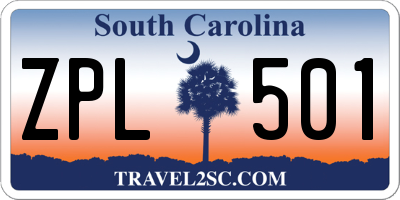 SC license plate ZPL501