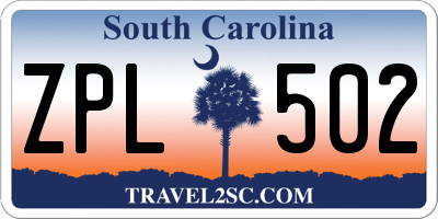 SC license plate ZPL502
