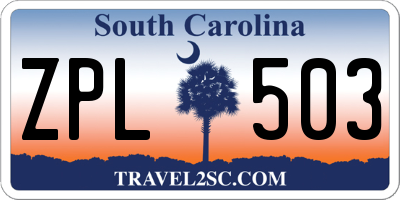 SC license plate ZPL503