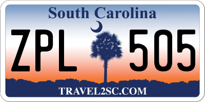 SC license plate ZPL505