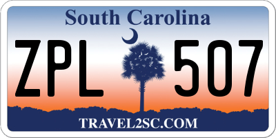 SC license plate ZPL507