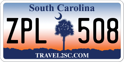 SC license plate ZPL508