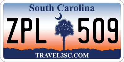 SC license plate ZPL509