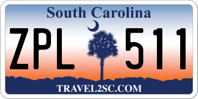 SC license plate ZPL511