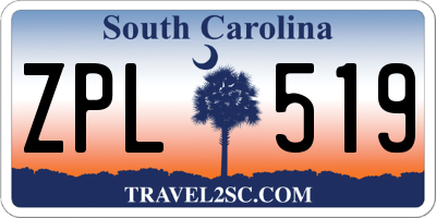 SC license plate ZPL519