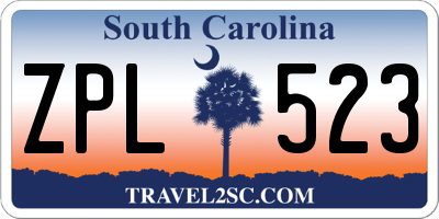 SC license plate ZPL523