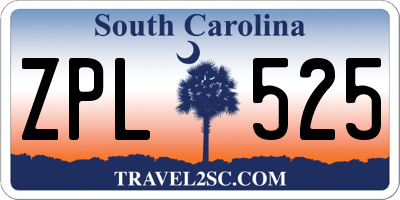 SC license plate ZPL525