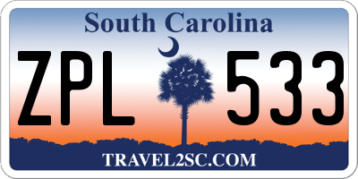 SC license plate ZPL533
