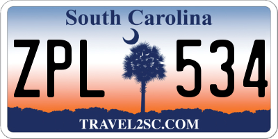 SC license plate ZPL534
