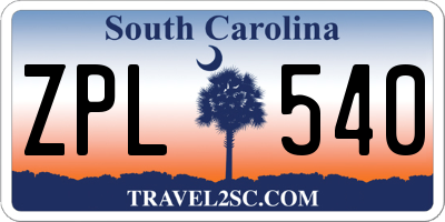 SC license plate ZPL540