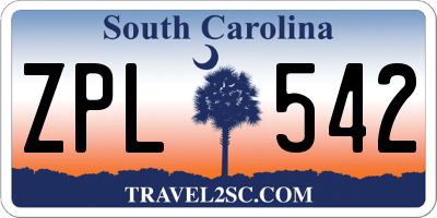 SC license plate ZPL542