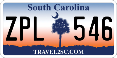 SC license plate ZPL546