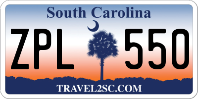 SC license plate ZPL550