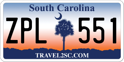 SC license plate ZPL551
