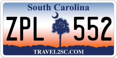 SC license plate ZPL552