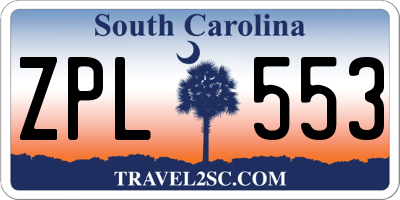 SC license plate ZPL553