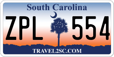 SC license plate ZPL554