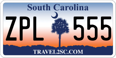 SC license plate ZPL555