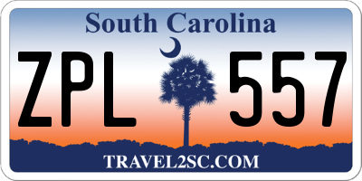 SC license plate ZPL557