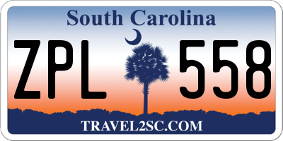 SC license plate ZPL558