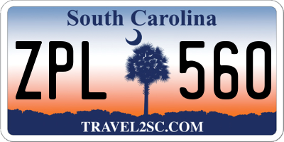SC license plate ZPL560