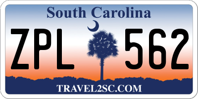 SC license plate ZPL562