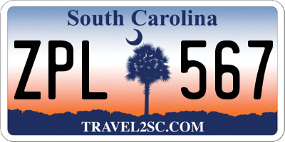 SC license plate ZPL567