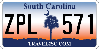SC license plate ZPL571