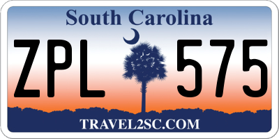 SC license plate ZPL575