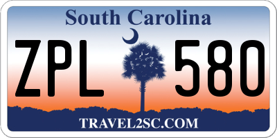 SC license plate ZPL580