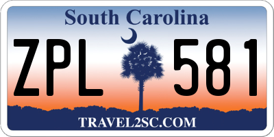 SC license plate ZPL581