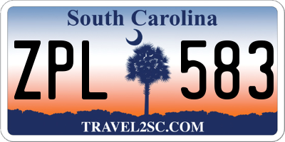SC license plate ZPL583