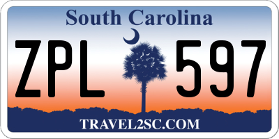 SC license plate ZPL597