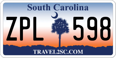SC license plate ZPL598