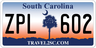 SC license plate ZPL602