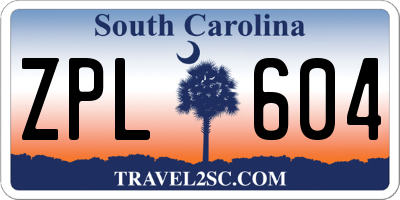 SC license plate ZPL604