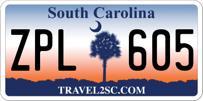 SC license plate ZPL605