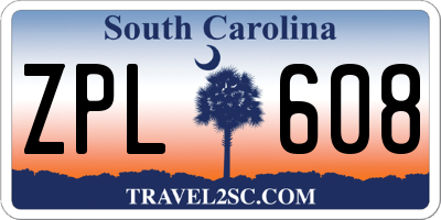 SC license plate ZPL608