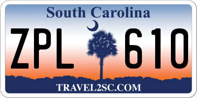 SC license plate ZPL610