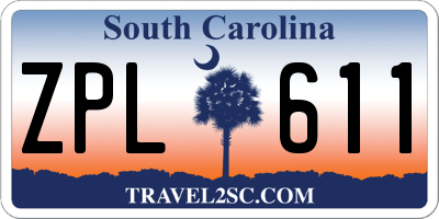 SC license plate ZPL611