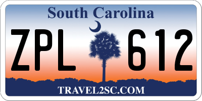 SC license plate ZPL612