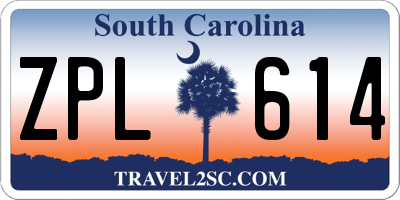 SC license plate ZPL614