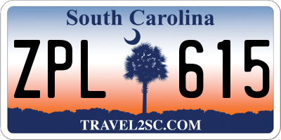 SC license plate ZPL615