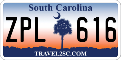 SC license plate ZPL616
