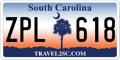 SC license plate ZPL618
