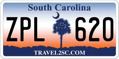 SC license plate ZPL620