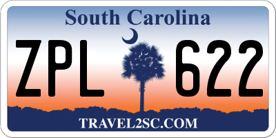 SC license plate ZPL622