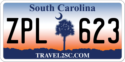 SC license plate ZPL623