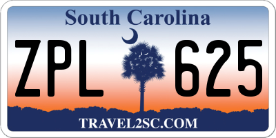 SC license plate ZPL625