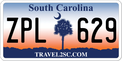 SC license plate ZPL629